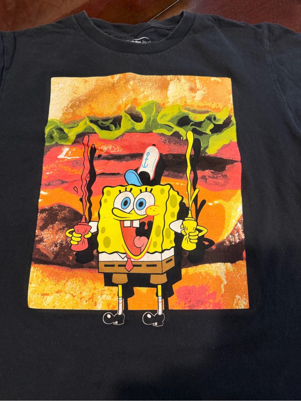 SpongeBob SquarePants Black Tee with Yellow Character Print